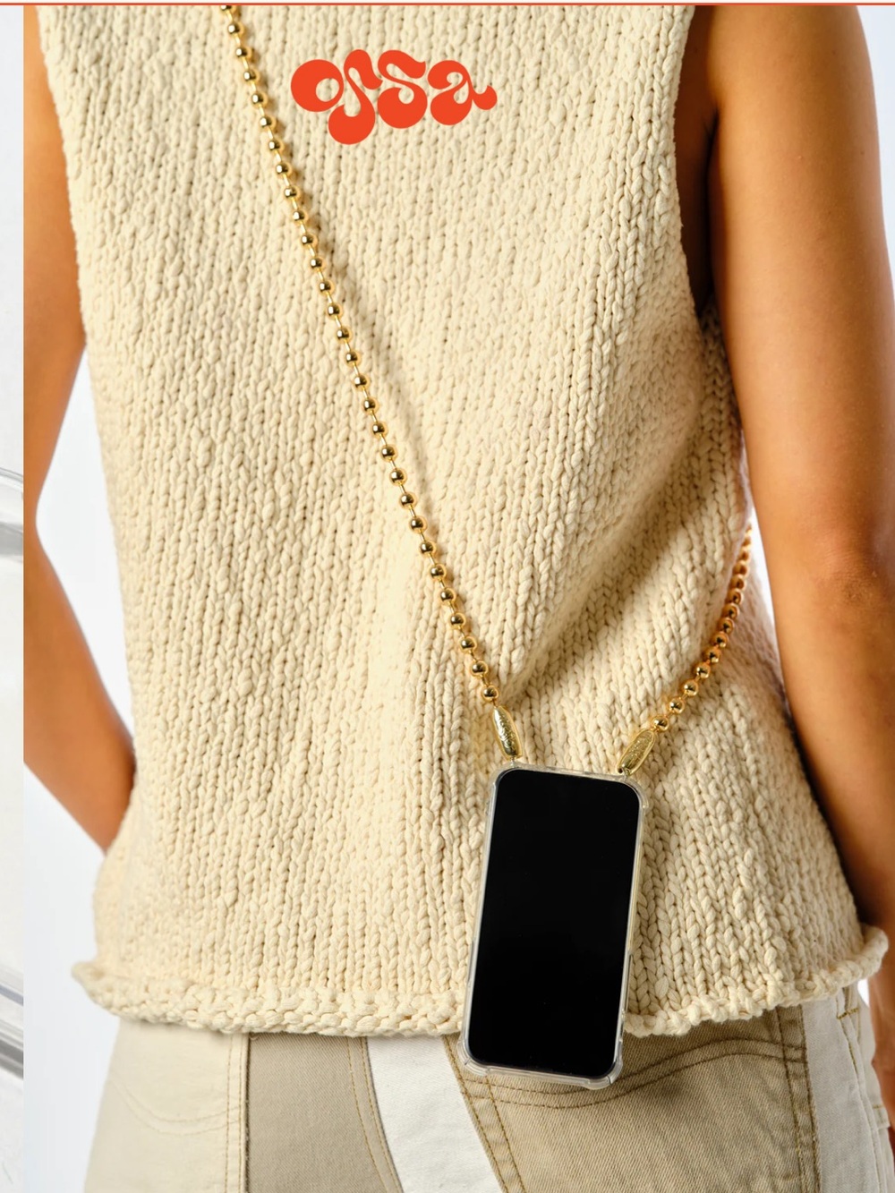 Ossa Ballchain Crossbody Phone Strap - Gold
